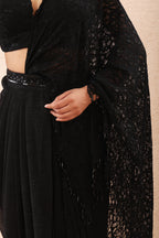 Black Drape Lace Saree