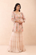 Blush Pink Printed Kurta Sharara Set