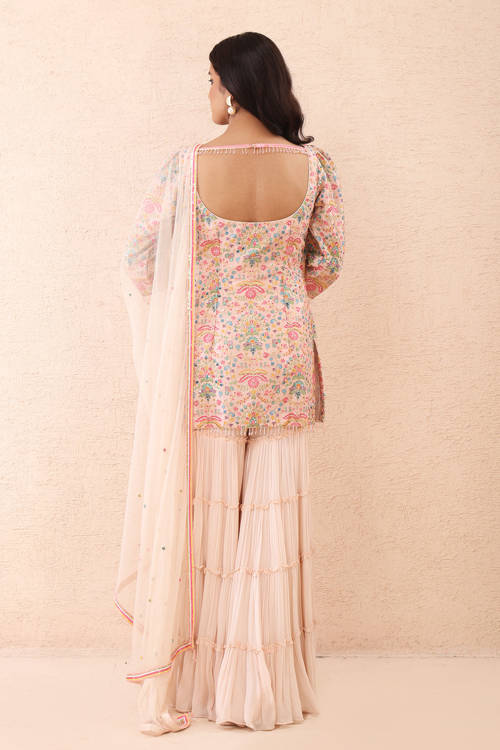 Blush Pink Printed Kurta Sharara Set