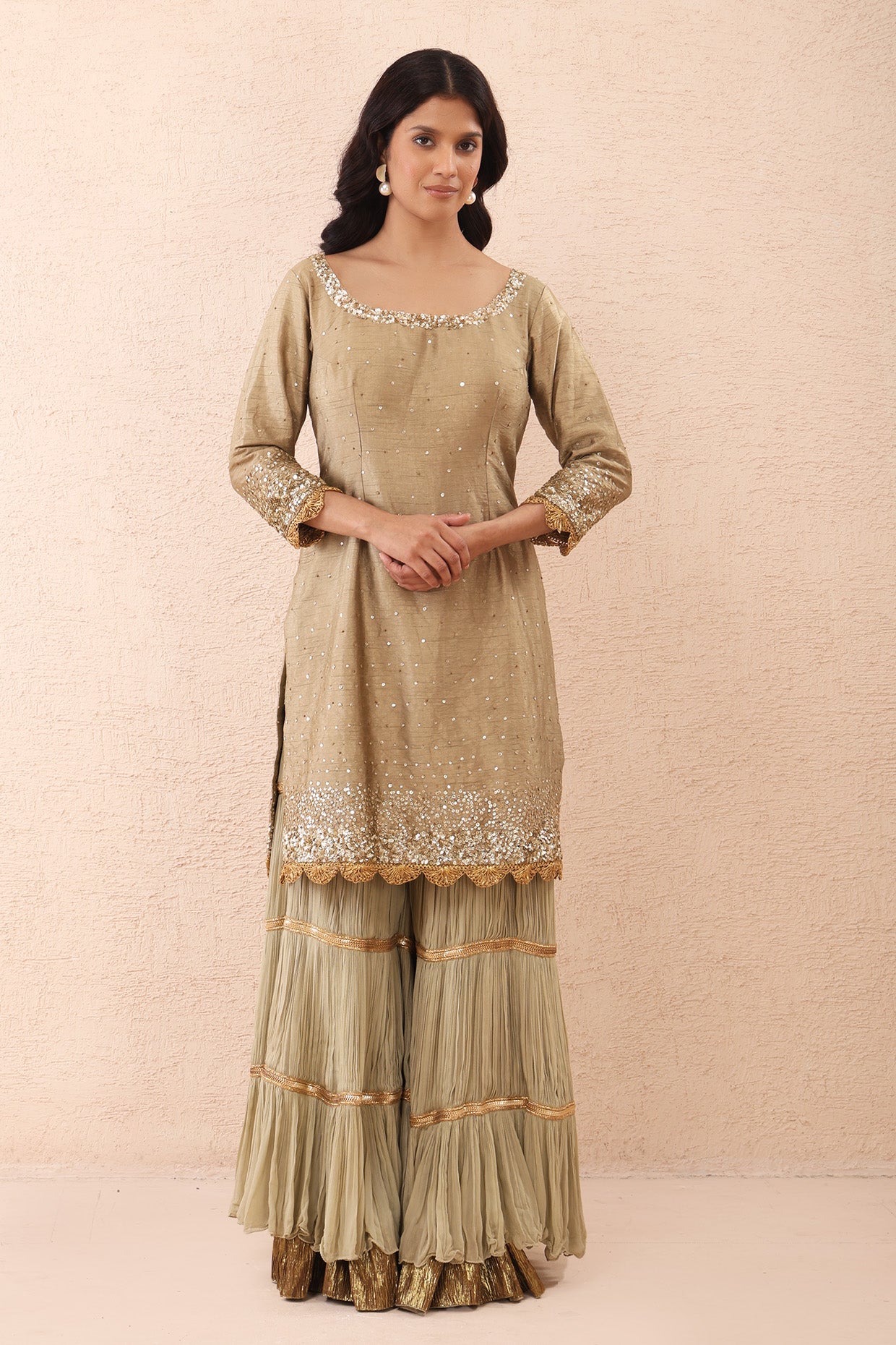 Olive Haze Sharara Set