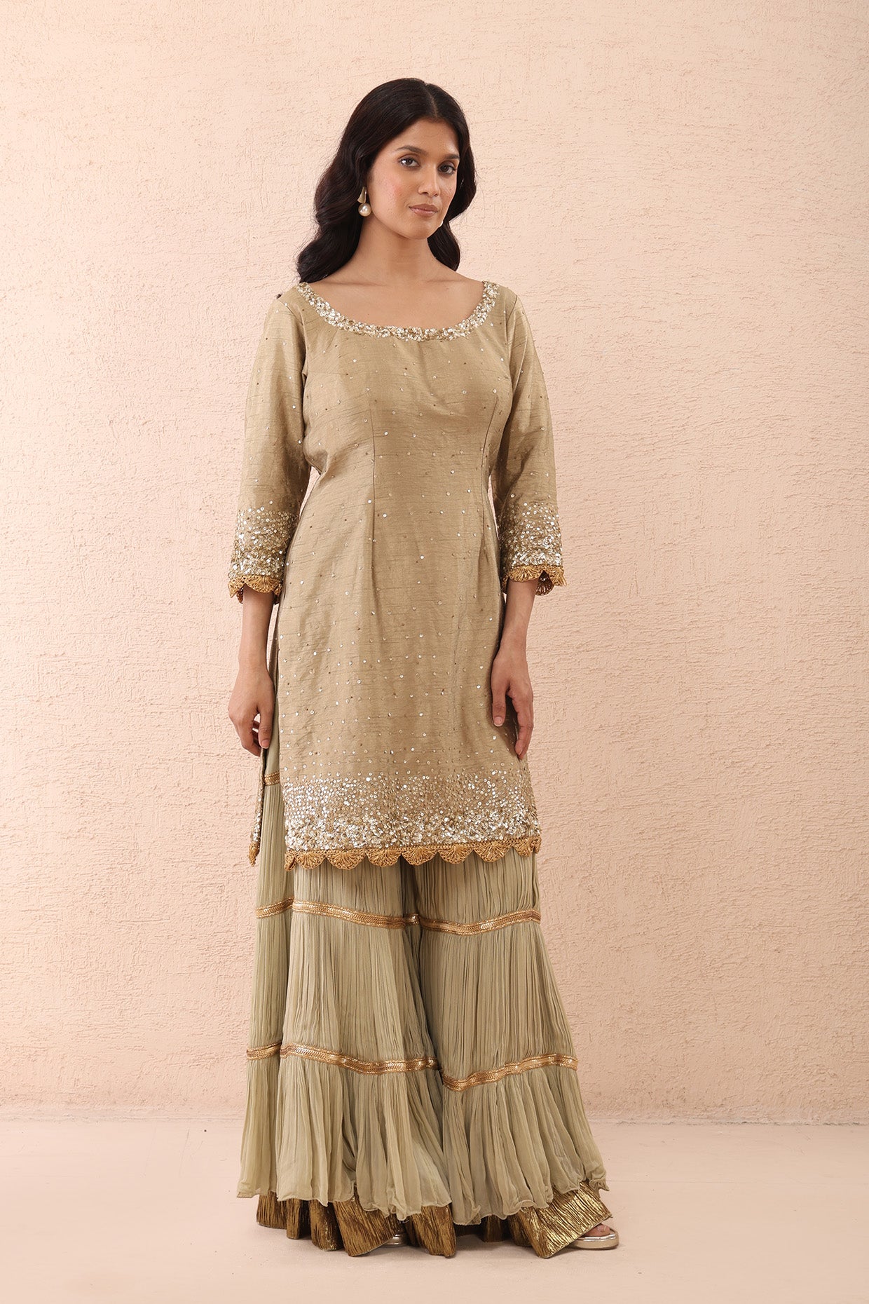 Olive Haze Sharara Set