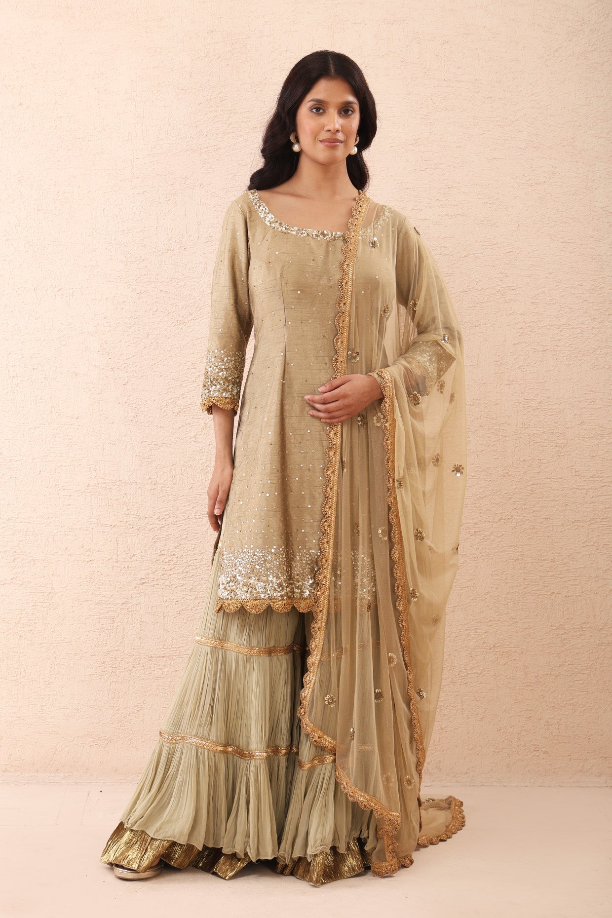 Olive Haze Sharara Set