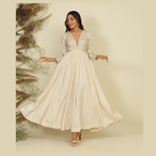 Ivory Silk Anarkali Set