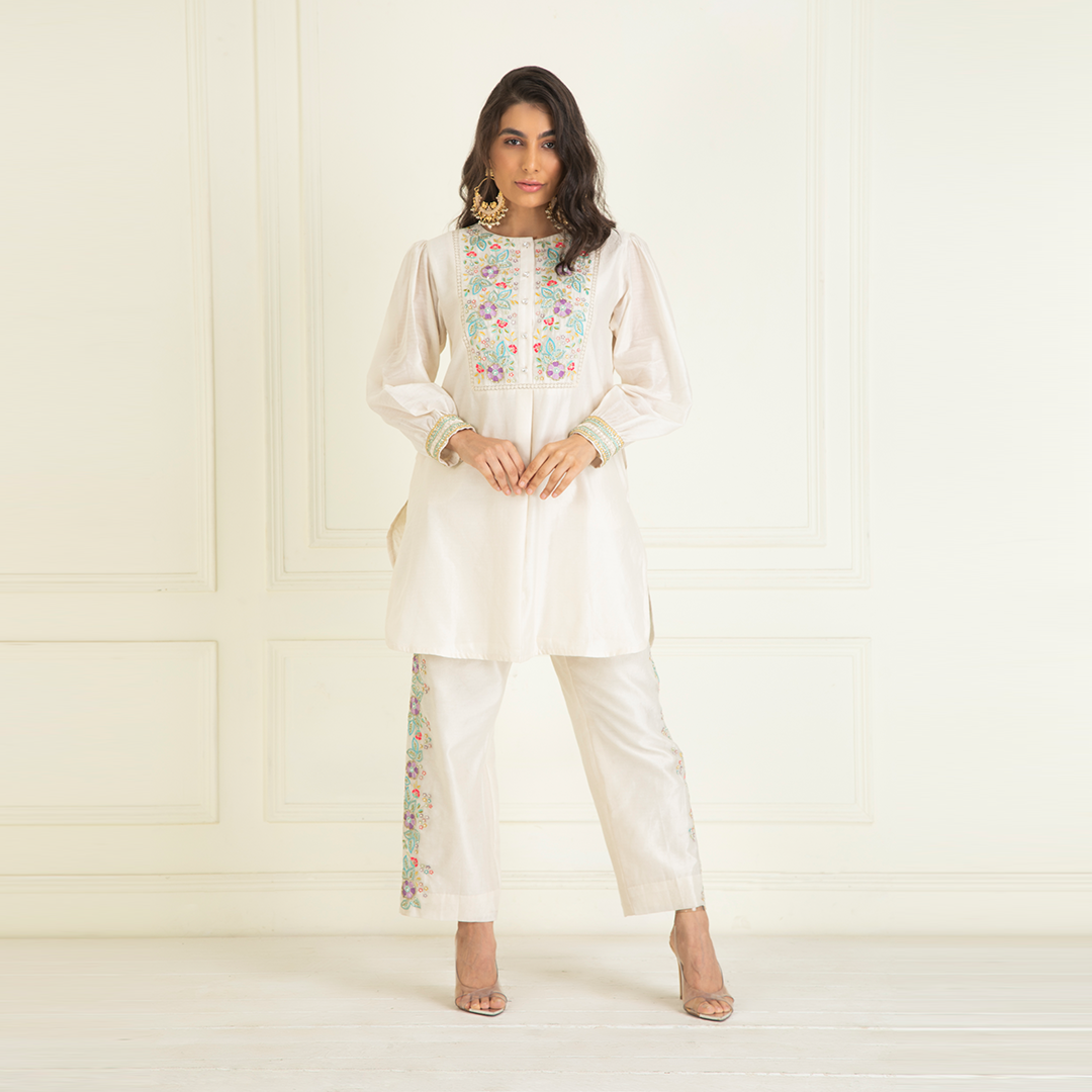Classic Ivory Embroidered Co-Ord Set
