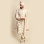 Cream Multicolored Embroidered Full Groom Attire