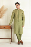 Olive Green Embroidered Sherwani set