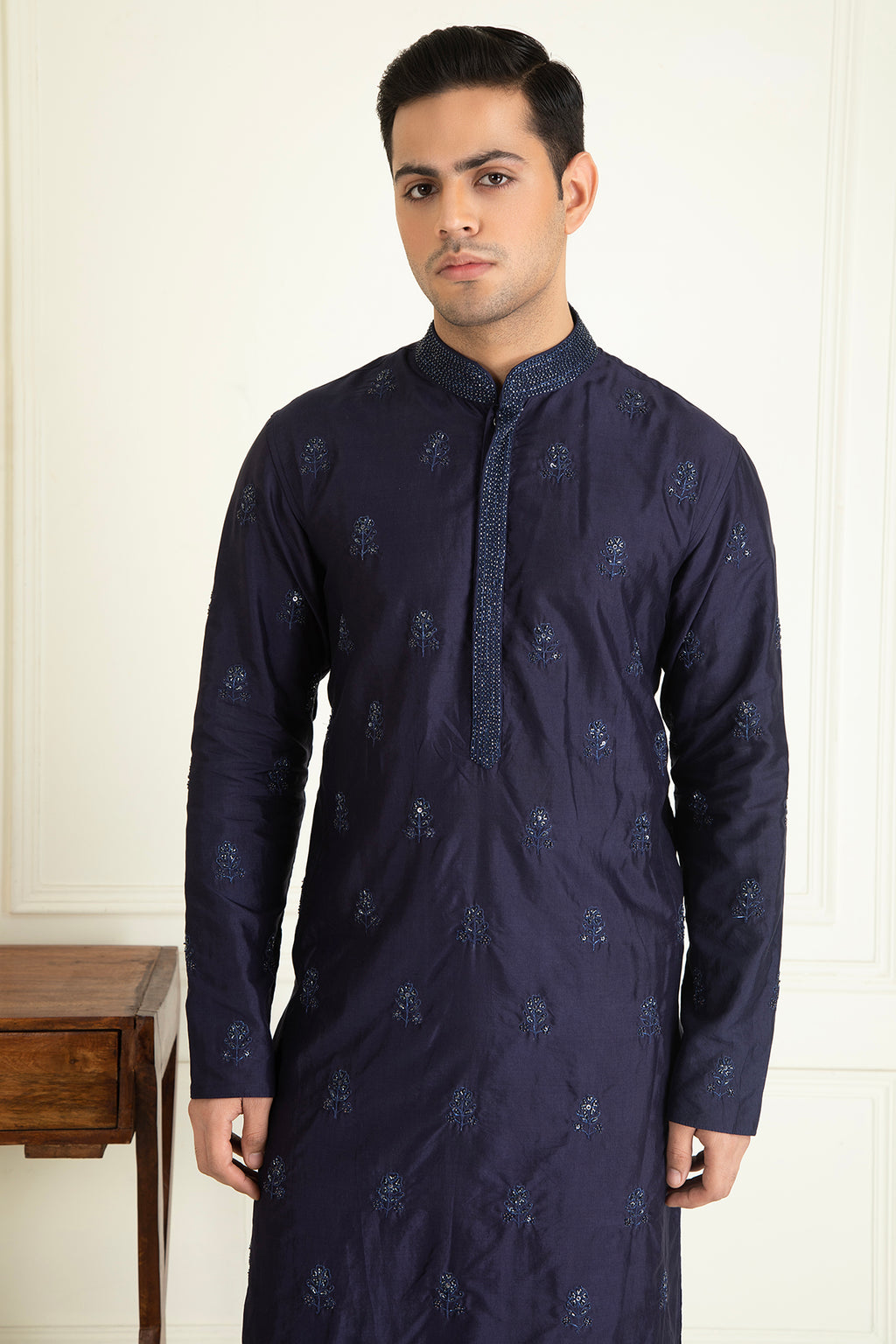 Midnight Blue Front Open Jacket Set