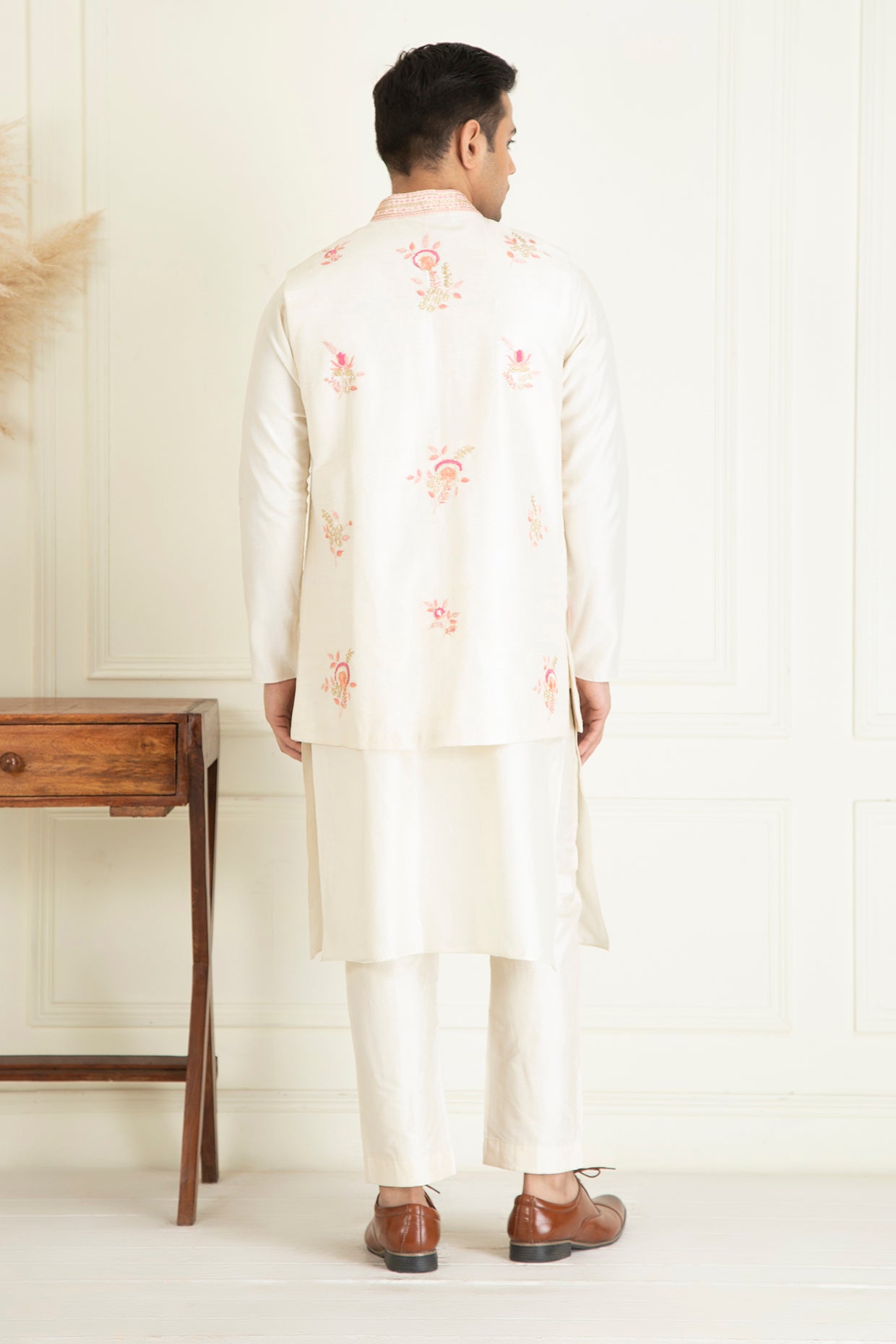Classic Ivory Embroidered Jacket Set