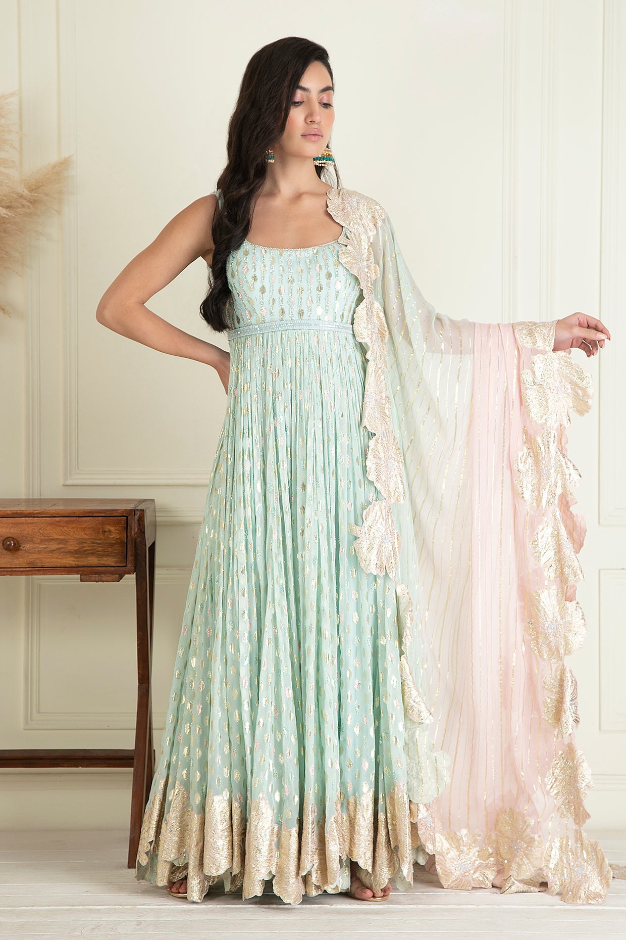 Powder Blue Anarkali Set