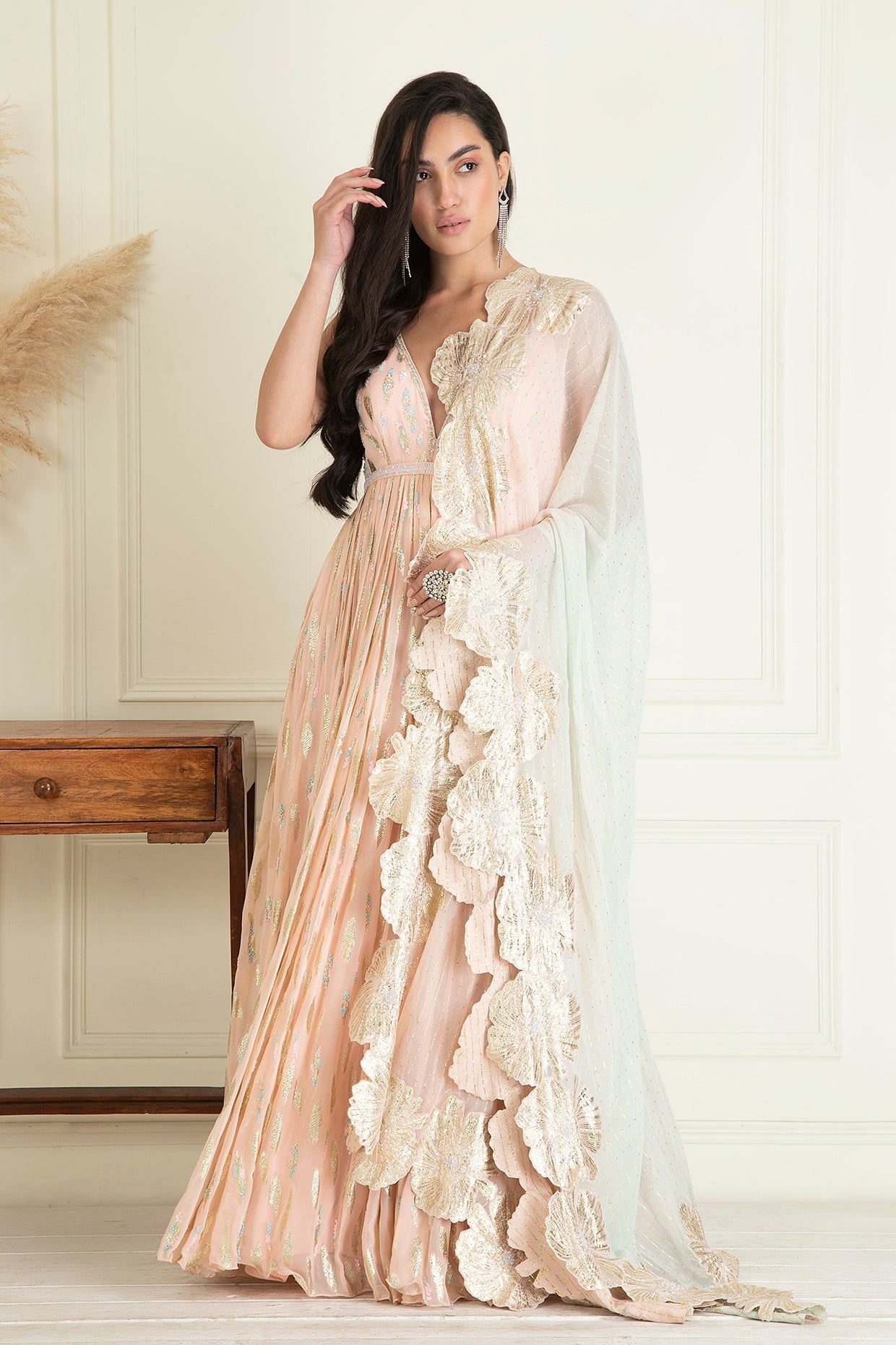 Pastel Peach Anarkali Set