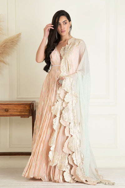 Pastel Peach anarkali set
