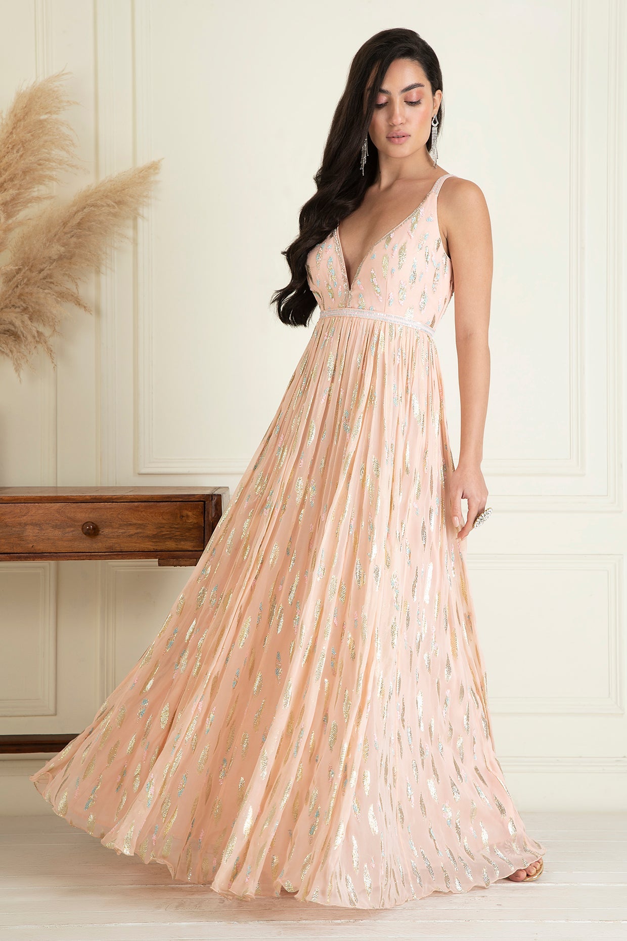 Pastel Peach Anarkali Set