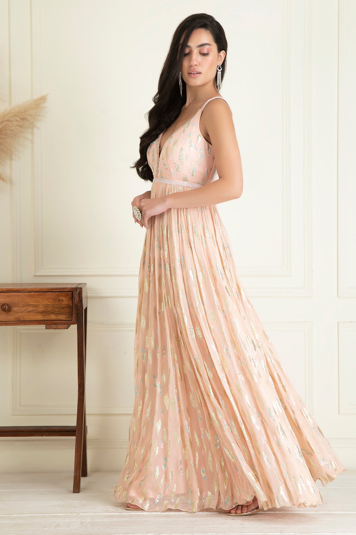 Pastel Peach Anarkali Set