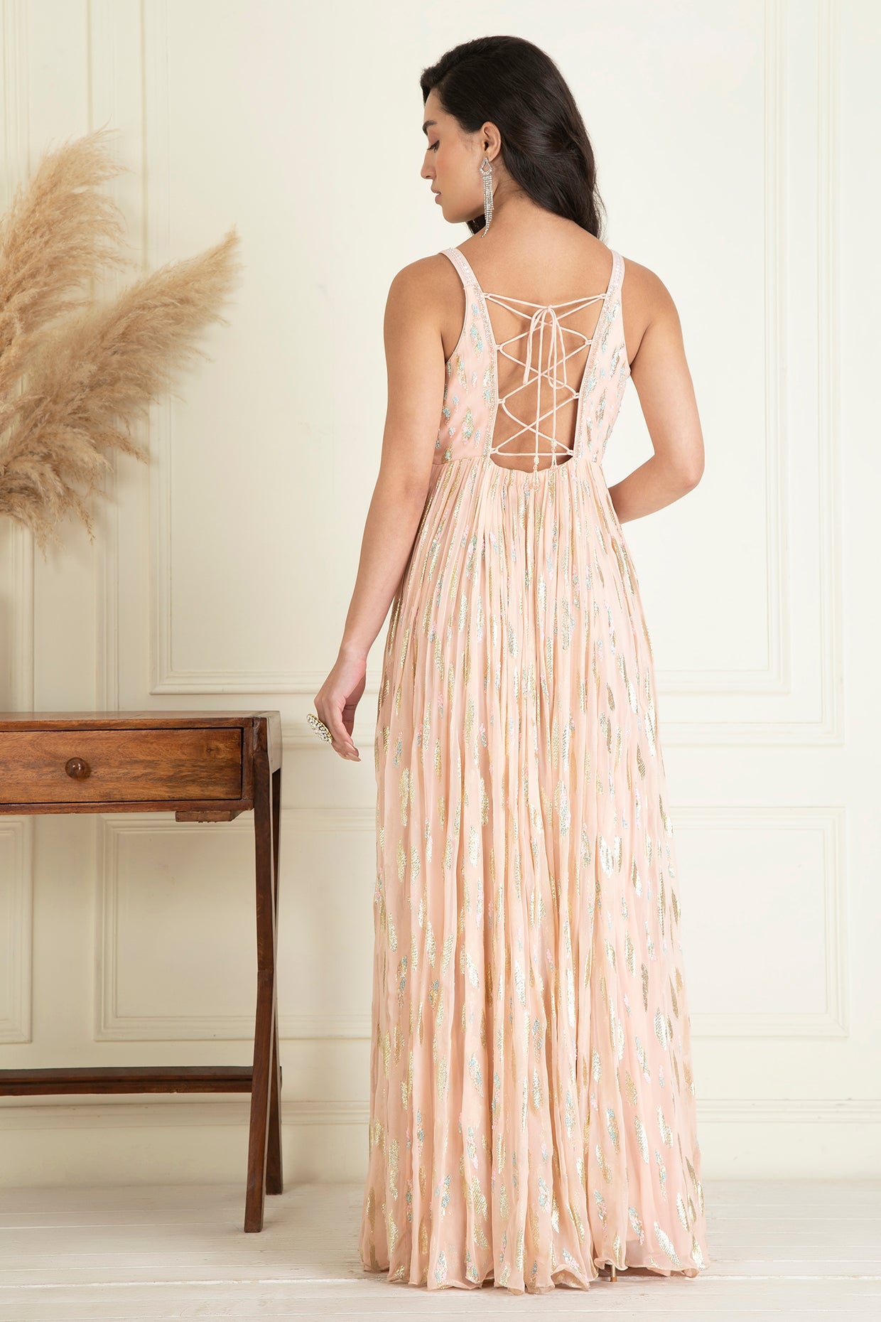 Pastel Peach Anarkali Set