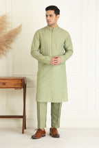 Sage Green Self On Self Jaquared Kurta Set