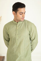Sage Green Self On Self Jaquared Kurta Set