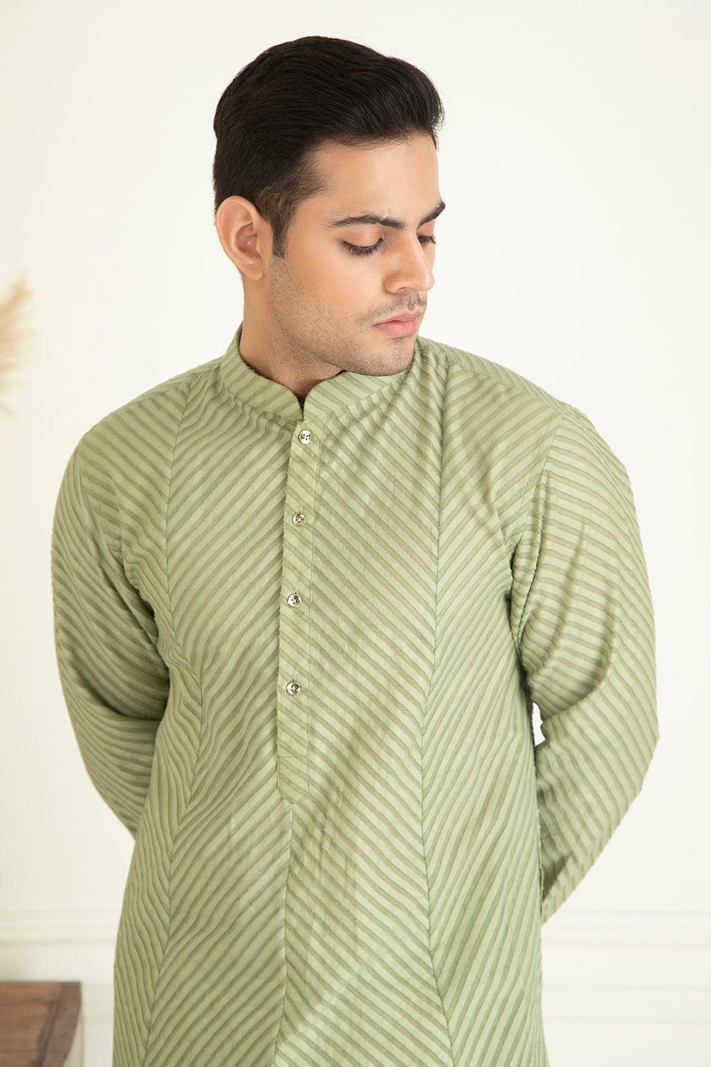 Sage Green Embroidered Jacket Set