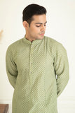 Sage Green self on self jaquared kurta set