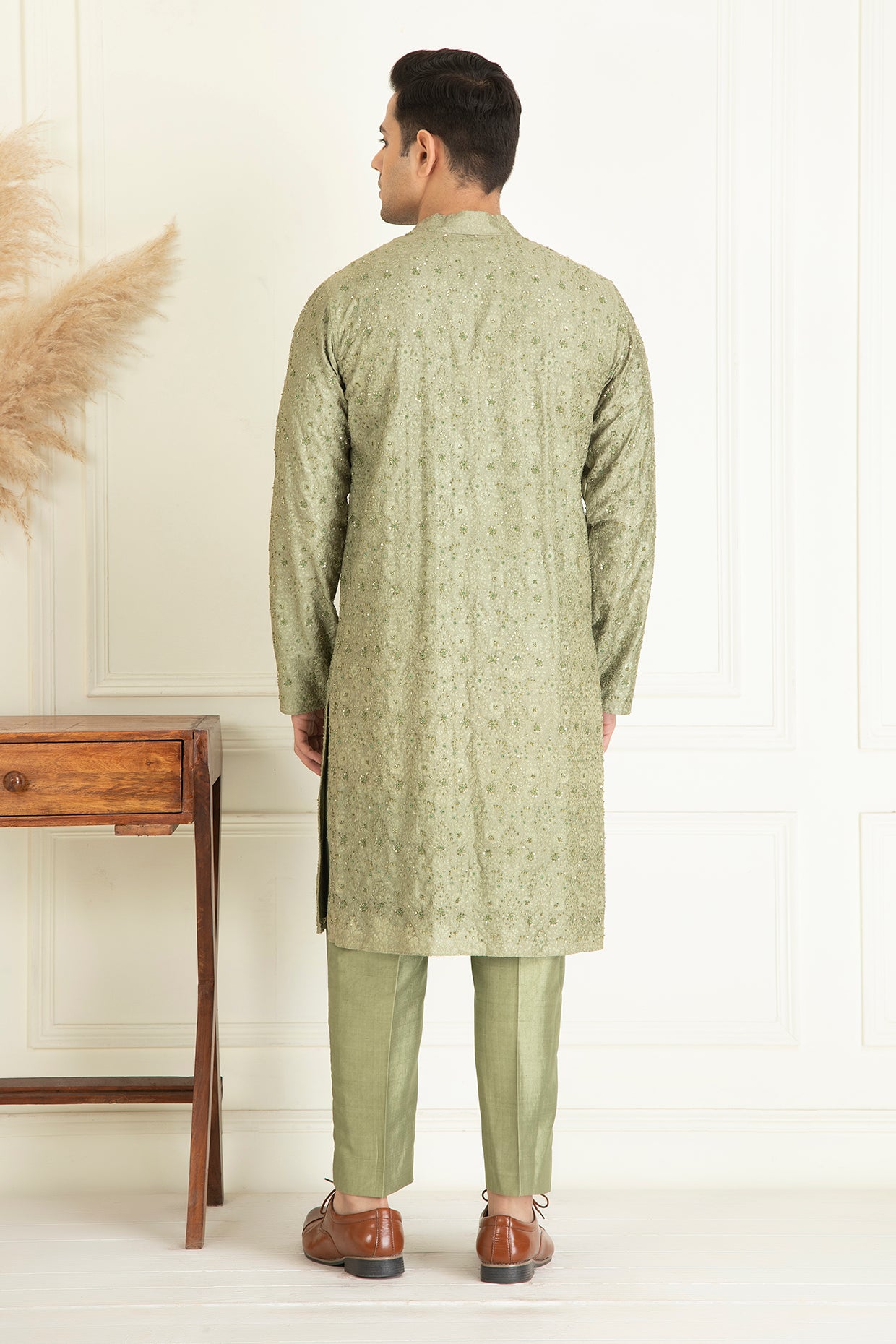 Sage Green Embroidered Kurta Set
