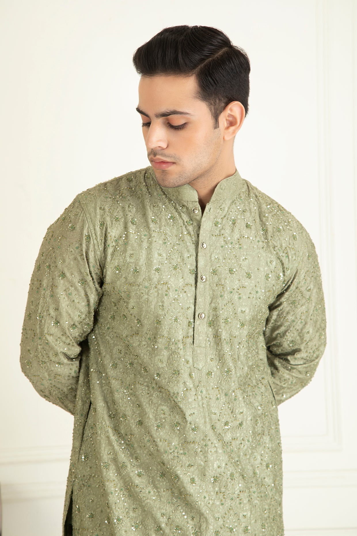 Sage Green Embroidered Kurta Set