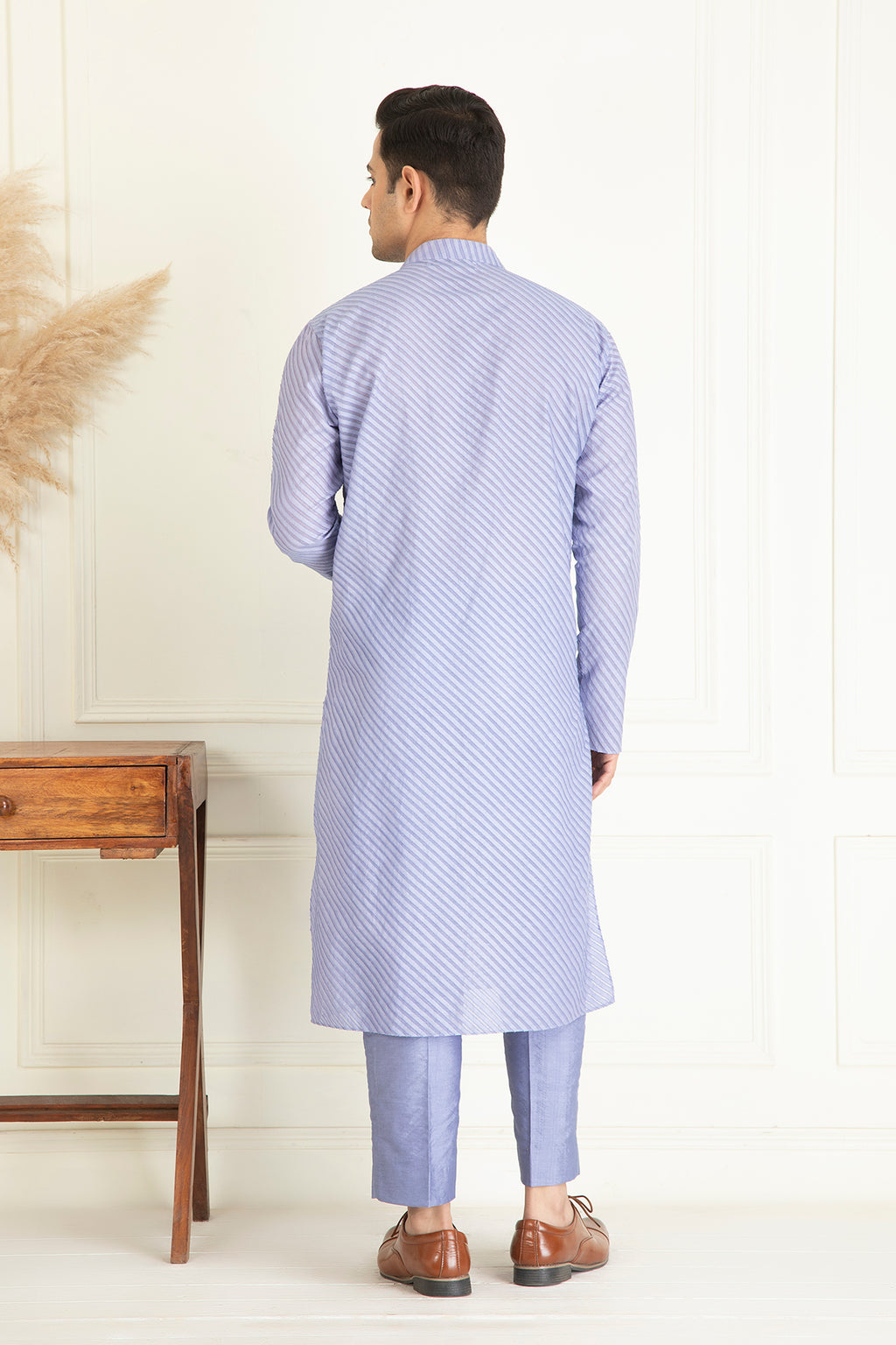 Lavender Self On Self Jaquared Kurta Set