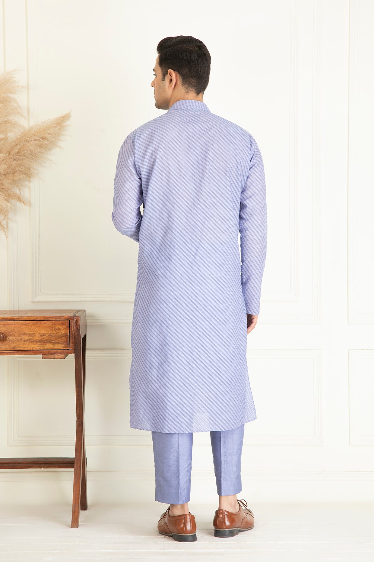 Lavender Self On Self Jaquared Kurta Set