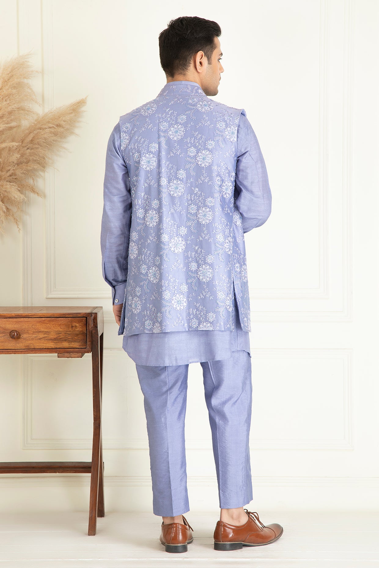 Lavender Embroidered Jacket Set