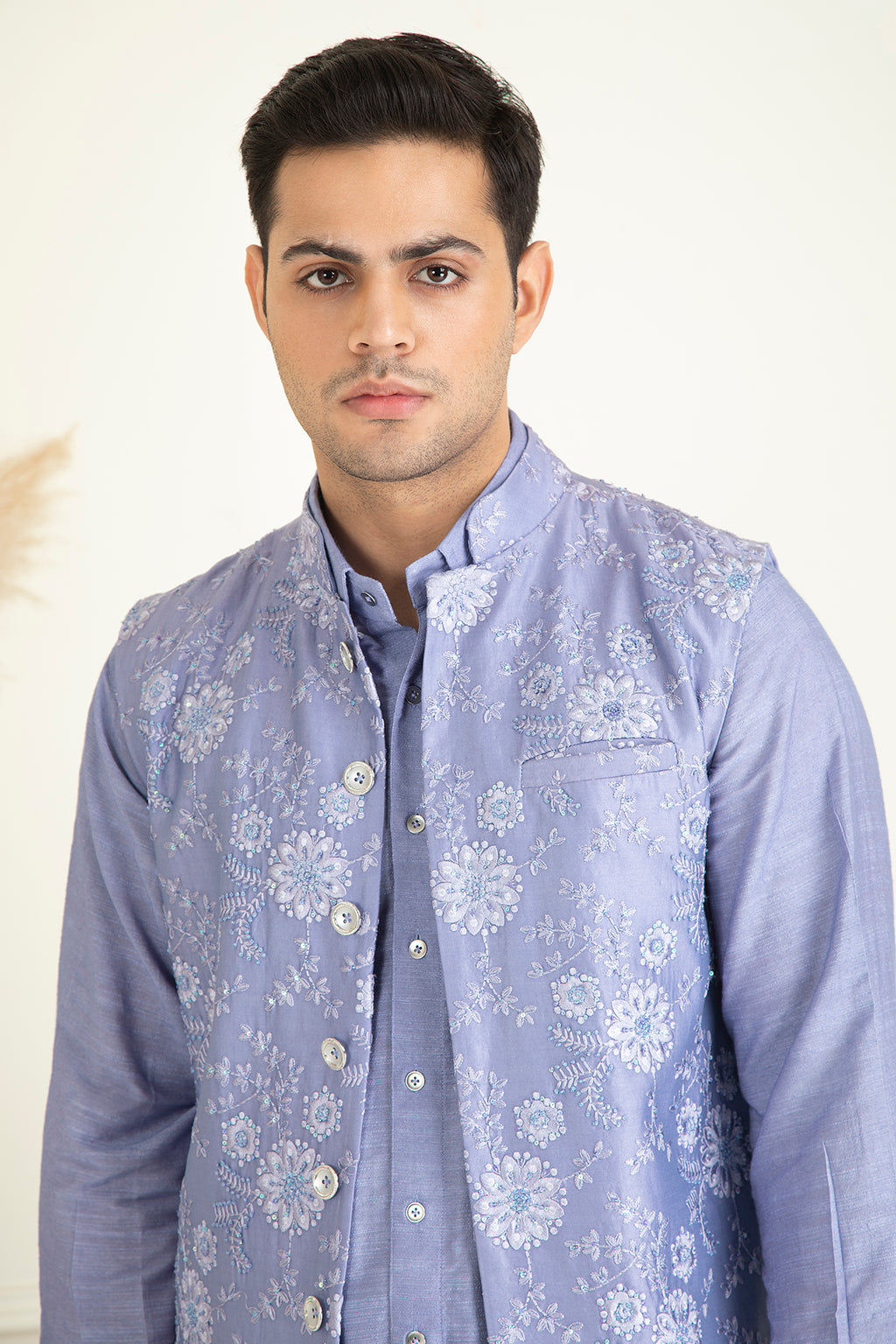 Lavender Embroidered Jacket Set