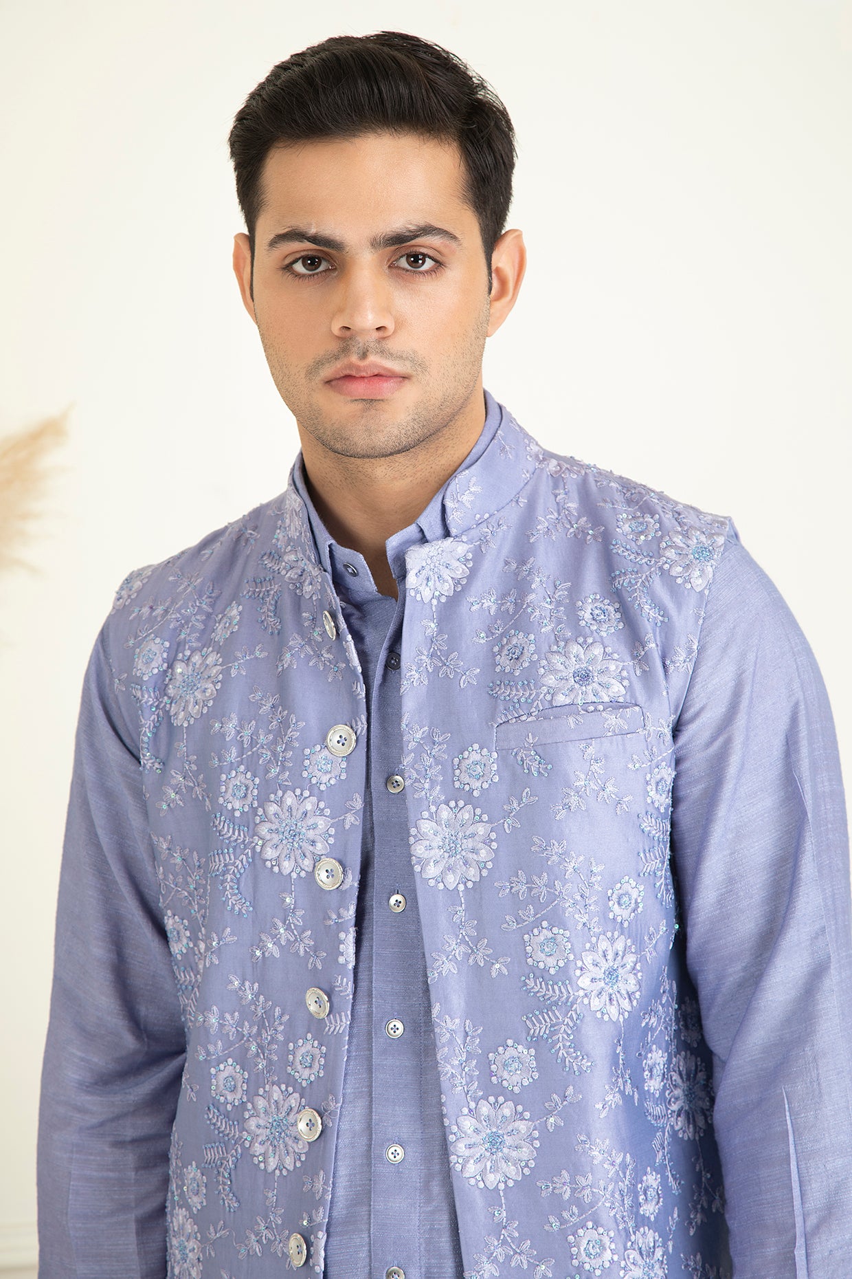 Lavender Embroidered Jacket Set