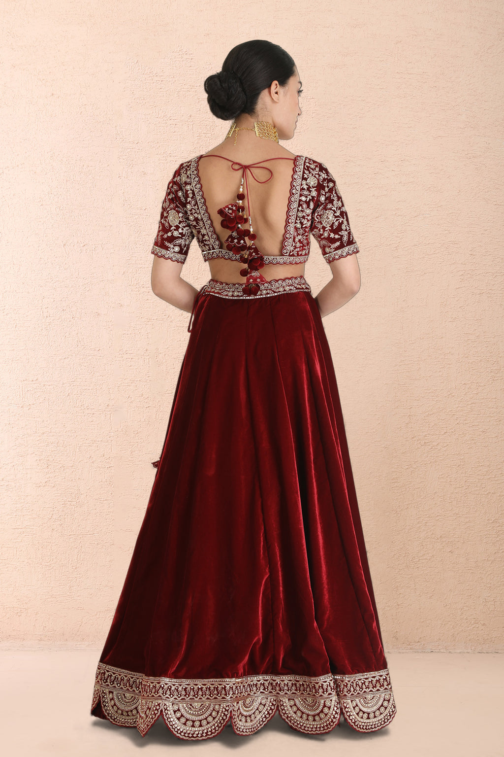 Burgundy Royale Velvet Lehenga Set
