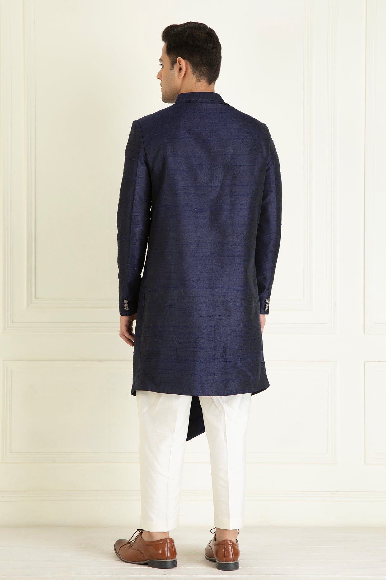 Navy Blue Drape Sherwani