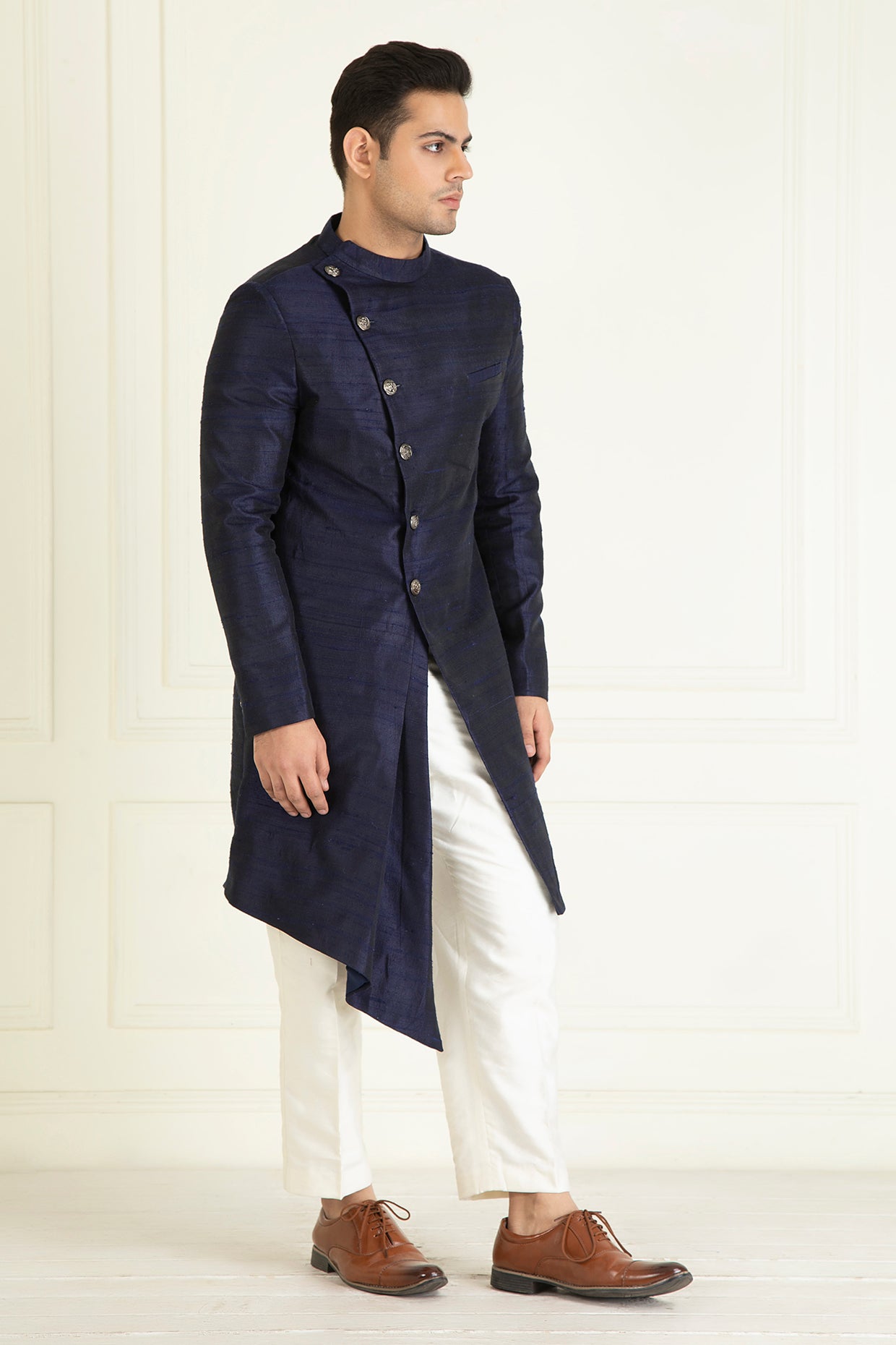 Navy Blue Drape Sherwani