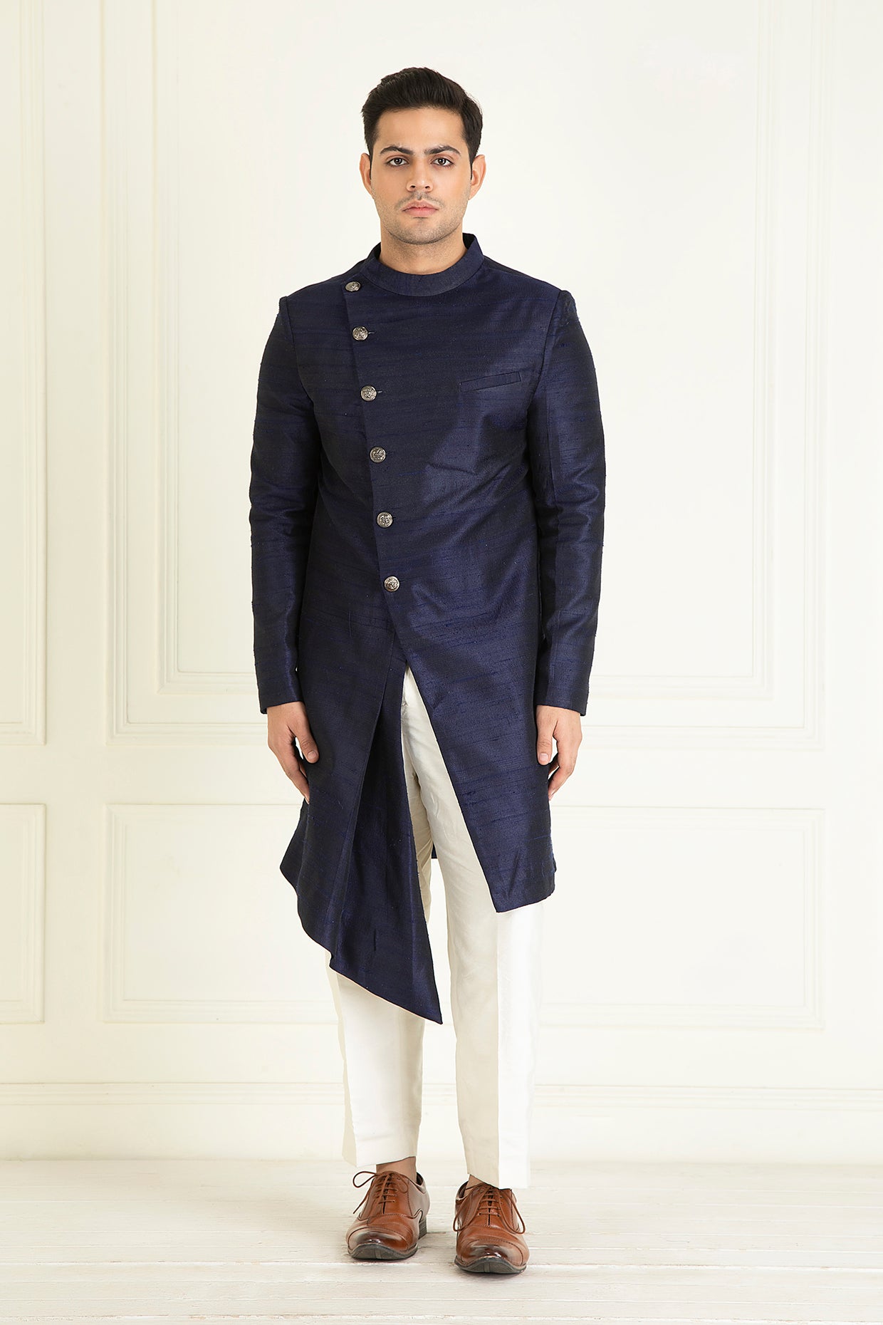 Navy Blue Drape Sherwani