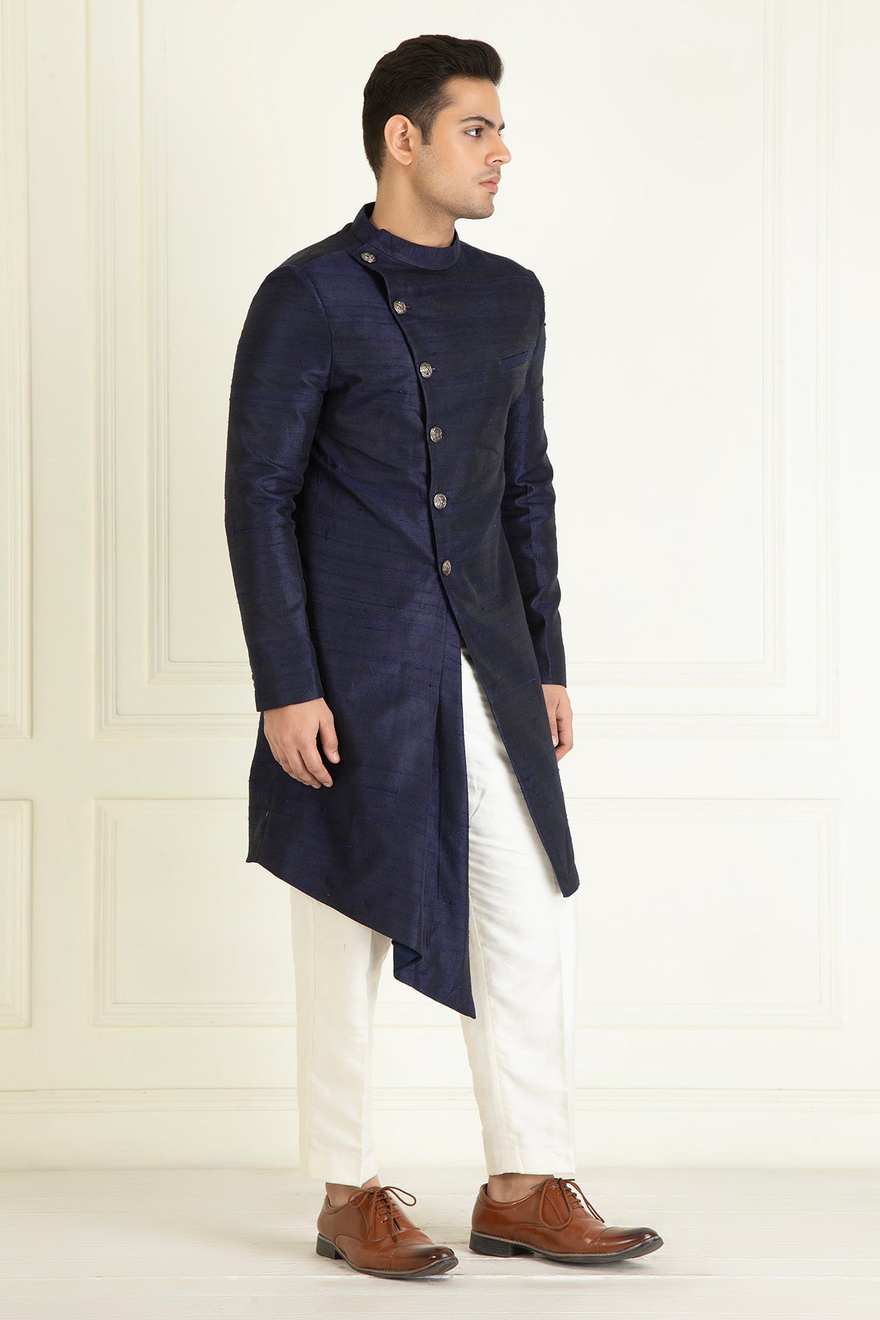 Navy Blue Drape Sherwani