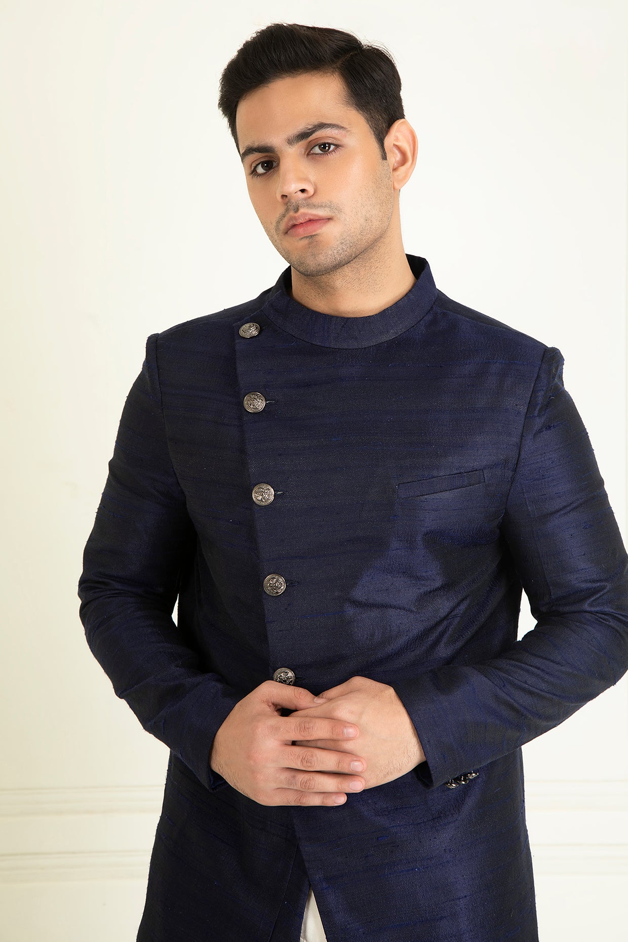 Navy Blue Drape Sherwani