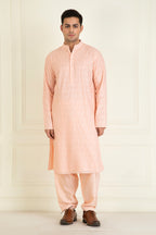 Peach Embroidered Kurta Set
