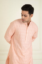 Peach Embroidered Kurta Set