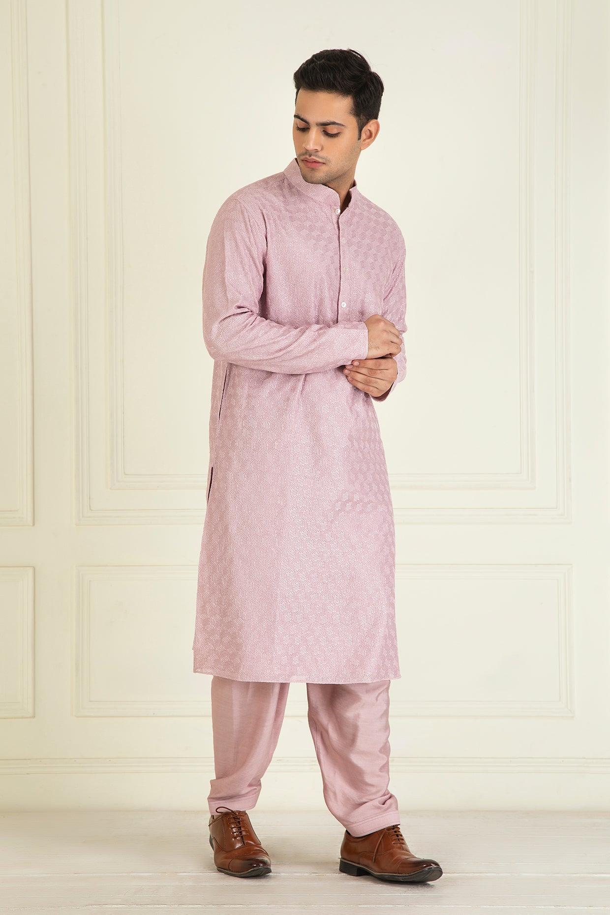 Lilac Embroidered Kurta Set