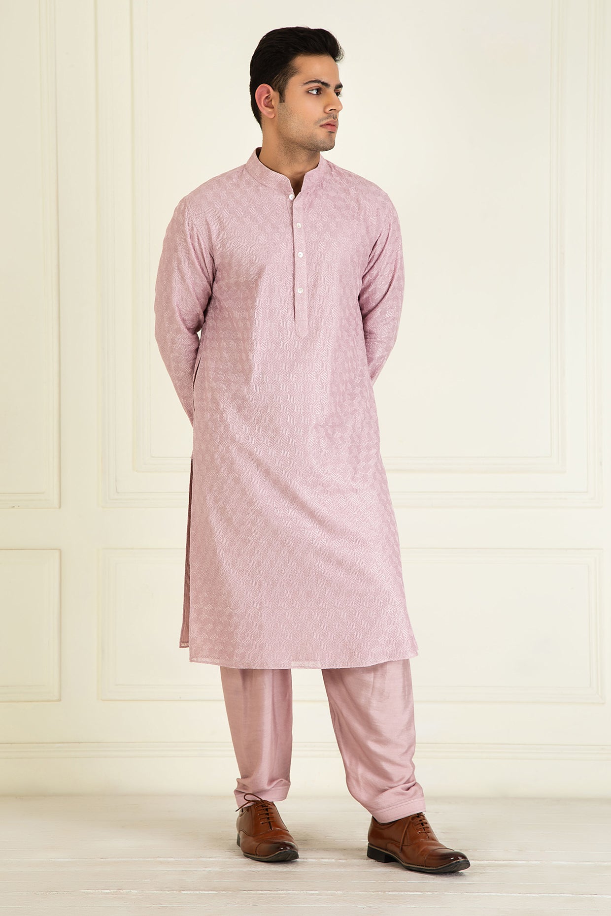 Lilac Embroidered Kurta Set