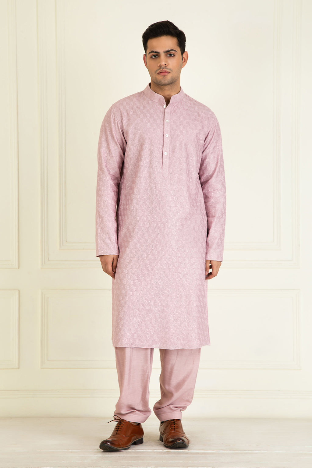 Lilac Embroidered Kurta Set