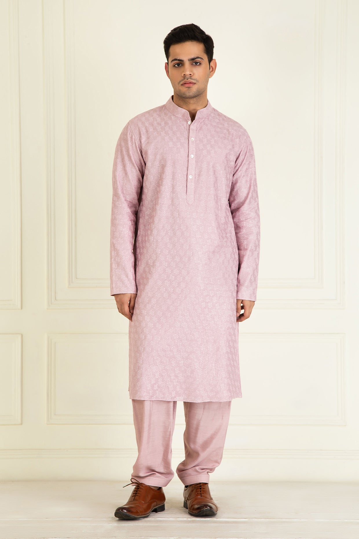Lilac Embroidered Kurta Set