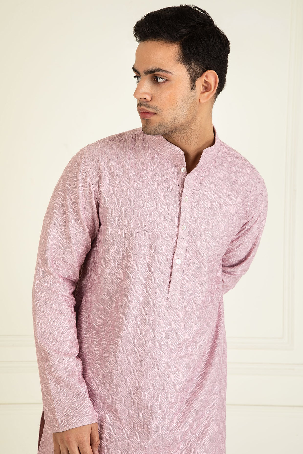 Lilac Embroidered Kurta Set