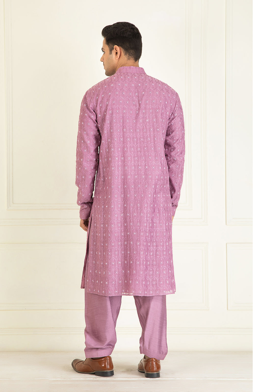 Mauve Embroidered Kurta Set