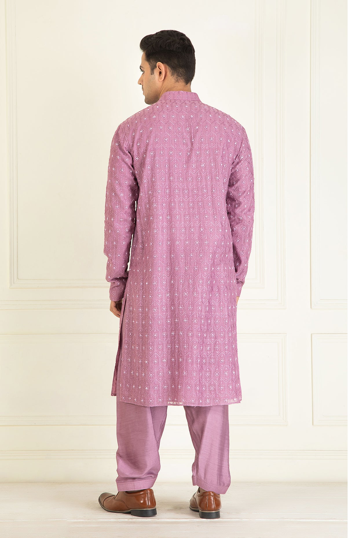 Mauve Embroidered Kurta Set
