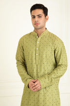 Mehndi Green Embroidered Kurta Set