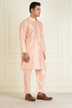 Peach Pure Silk Kurta Set