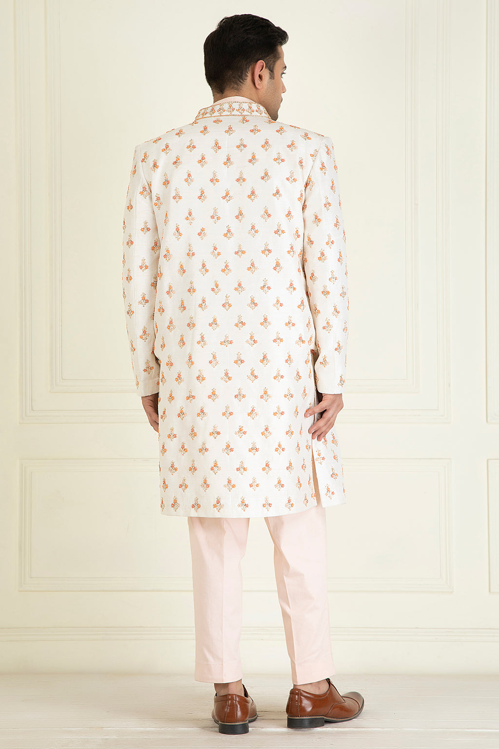 Classic Ivory Embroidered Sherwani Set
