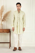 Lime Yellow Embroidered Jacket Set