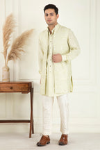 Lime Yellow Embroidered Jacket Set