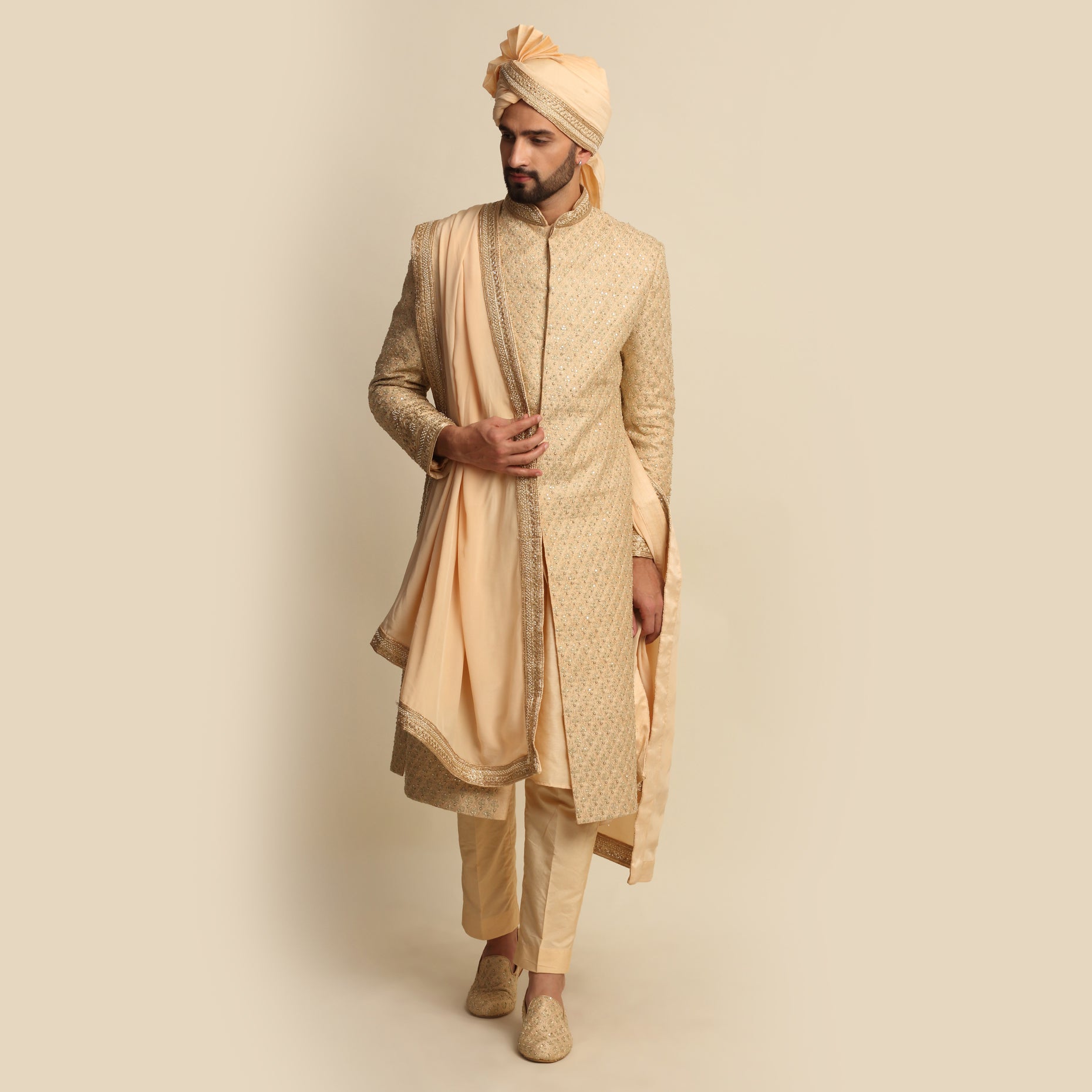 Golden Embroidered Groom Attire